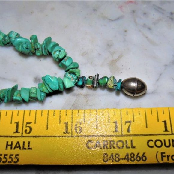 Turquoise Necklace with sterling plated beads long - Picture 2 of 4
